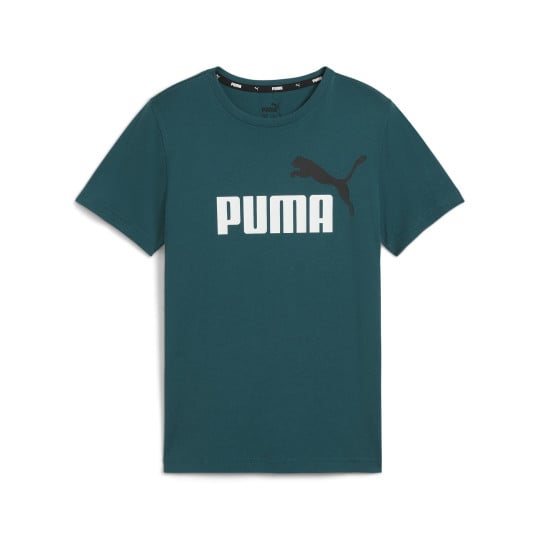 PUMA Essentials+ 2 Logo T-Shirt Kids Donkergroen Wit Zwart