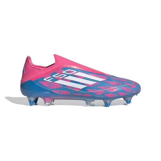 adidas F50 Elite Crampons Vissés Sans Lacets Chaussures de Foot (SG) Bleu Rose Blanc