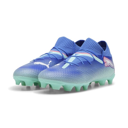 PUMA Future 7 Pro Gazon Naturel Gazon Artificiel Chaussures de Foot (MG) Bleu Turquoise Blanc