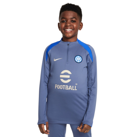Nike Inter Milan Strike Trainingstrui 1/4-Zip 2024-2025 Kids Grijsblauw Blauw Beige