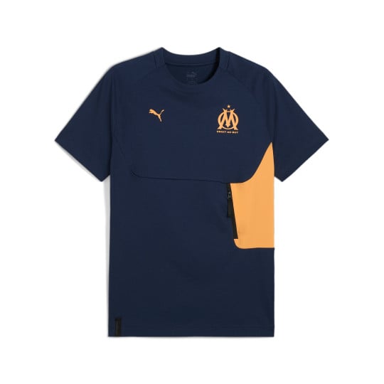 PUMA Olympique Marseille Pumatech Pocket T-Shirt 2024-2025 Blauw Oranje