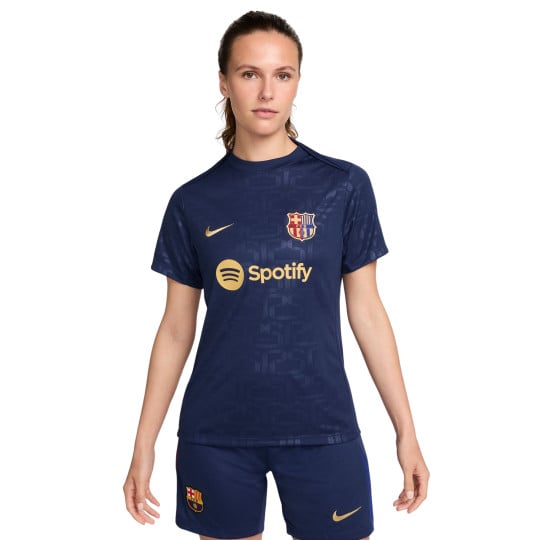 Nike FC Barcelona Pre-Match Trainingsshirt 2024-2025 Dames Donkerblauw Goud