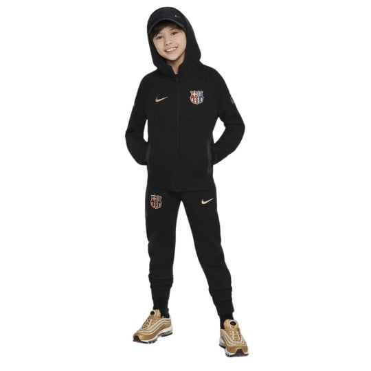 Nike FC Barcelona Tech Fleece Trainingspak 2024-2025 Kids Zwart Goud