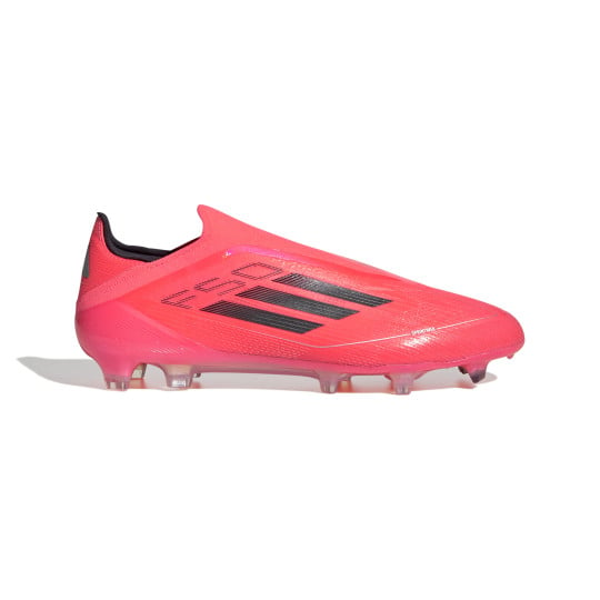 adidas F50 Elite Sans Lacets Gazon Naturel Chaussures de Foot (FG) Rouge Vif Noir Argenté