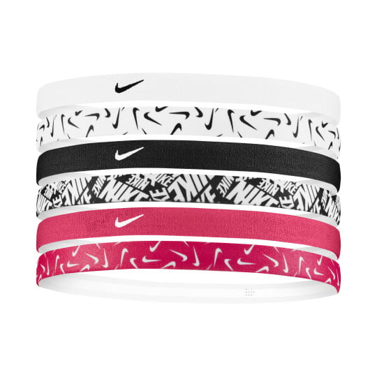 Nike Printed Hoofdbanden 6-Pack Wit Roze Zwart