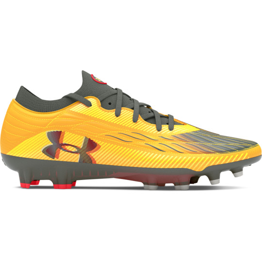 Under Armour Magnetico Elite 4.0 Gazon Naturel Chaussures de Foot (FG) Jaune Gris Rouge