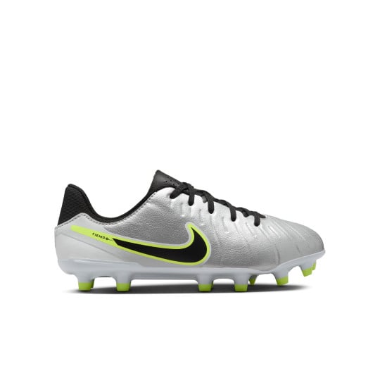 Nike Tiempo Legend 10 Academy Gazon Naturel Gazon Artificiel Chaussures de Foot (MG) Enfants Argenté Noir Néon Jaune