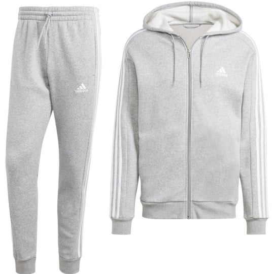 adidas Essentials Fleece Joggingpak Full-Zip Grijs Wit