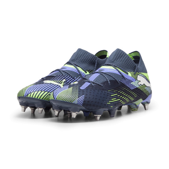 PUMA Future 7 Ultimate IJzeren-Nop Voetbalschoenen (SG) Grijs Paars Groen Wit