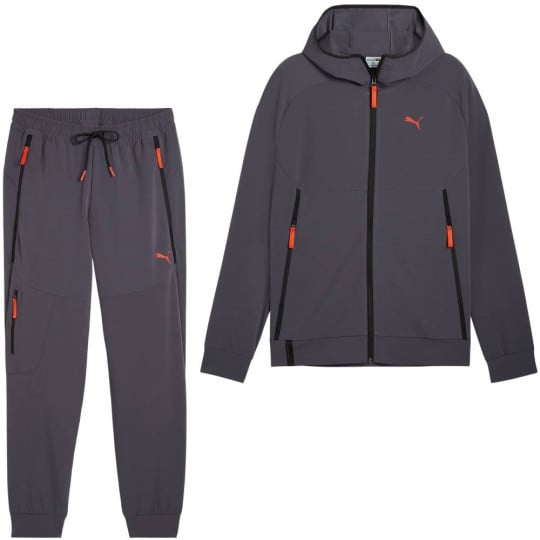 PUMA Pumatech Trainingspak Full-Zip Woven Donkergrijs Oranje