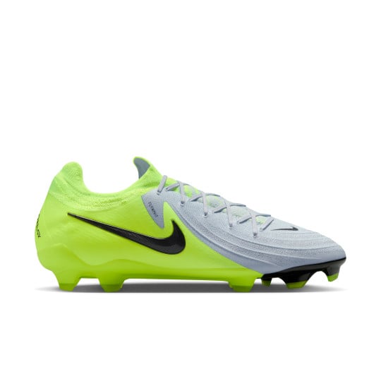 Nike Phantom GX II Pro Gazon Naturel Chaussures de Foot (FG) Néon Jaune Argenté Noir