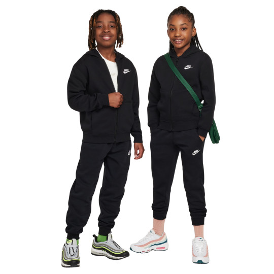 Nike Sportswear Club Fleece Trainingspak Full-Zip Hooded Kids Zwart Wit