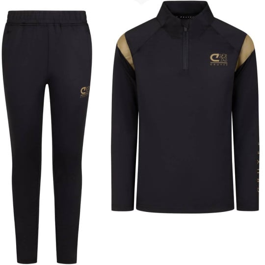 Cruyff Farrel Trainingspak 1/4-Zip Kids Zwart Goud