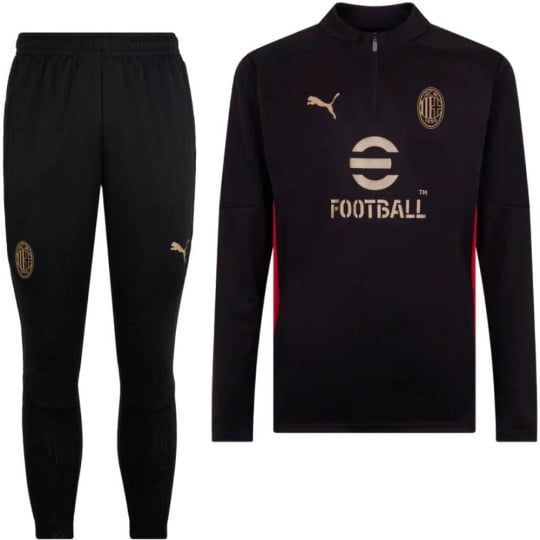 PUMA AC Milan Trainingspak 1/4-Zip 2024-2025 Kids Zwart Rood Goud