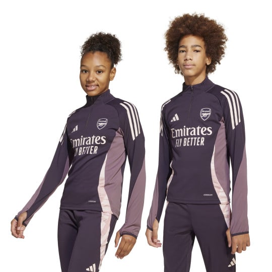 adidas Arsenal Trainingstrui 1/4-Zip 2024-2025 Kids Donkerpaars Beige Paars