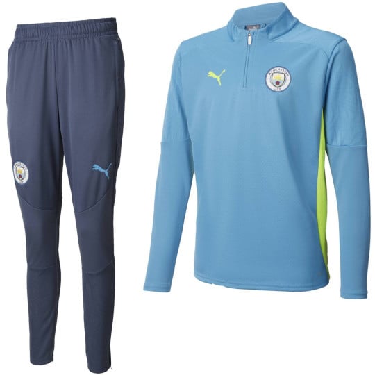 PUMA Manchester City Trainingspak 1/4-Zip 2024-2025 Lichtblauw Geel