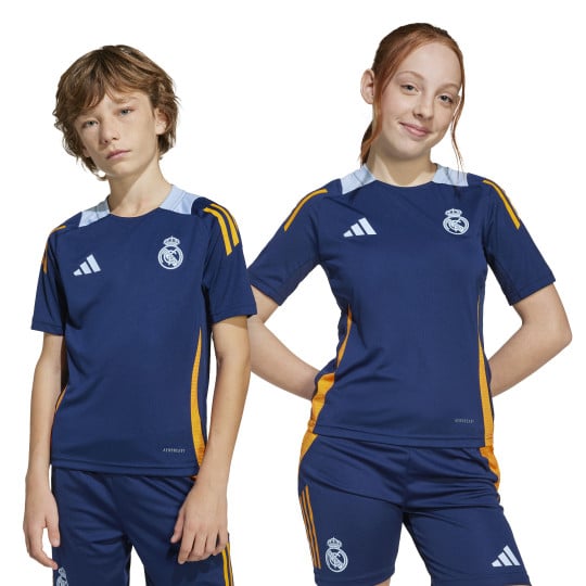 adidas Real Madrid Trainingsshirt 2024-2025 Kids Donkerblauw Oranje Lichtblauw