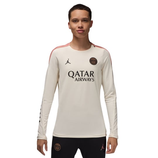 Nike Paris Saint-Germain x Jordan Strike Maillot d'Entraînement Manches Longues 2024-2025 Femmes Blanc Cassé Rose Noir