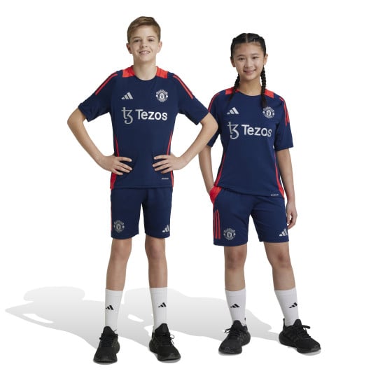 adidas Manchester United Trainingsset 2024-2025 Kids Donkerblauw Rood Zilver