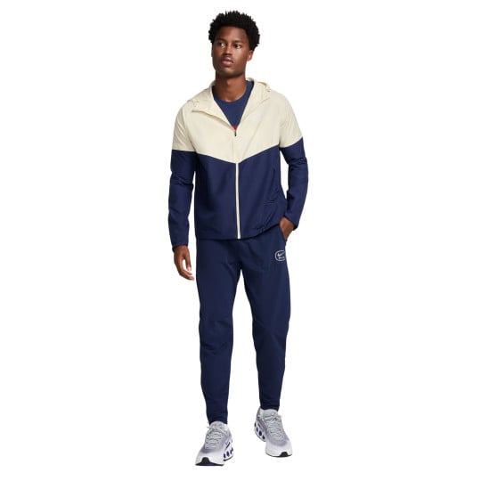 Survêtement Nike Sportswear Air entièrement zippé tissé bleu foncé beige rouge argent