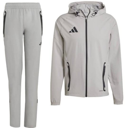 adidas Vis Tech Competition Hooded Trainingspak Full-Zip Kids Grijs Zwart