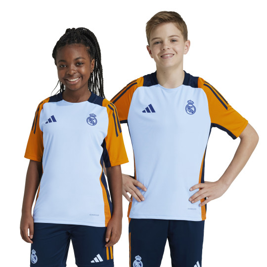 adidas Real Madrid Trainingsshirt 2024-2025 Kids Lichtblauw Oranje Donkerblauw