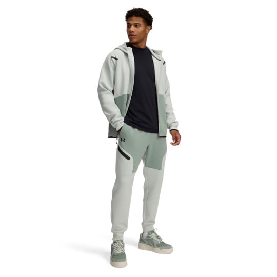 Under Armour Unstoppable Fleece Joggingpak Full-Zip Grijs Mintgroen Grijs