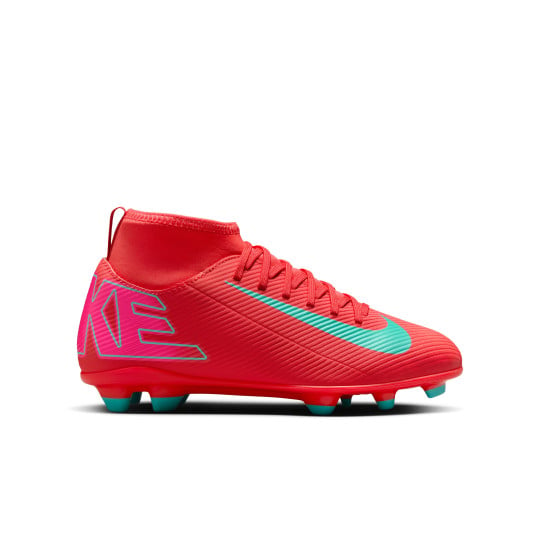 Nike Mercurial Superfly Club 10 Grass/Artificial Grass Football Shoes (MG) Kids Red Turquoise Pink