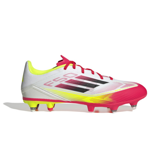 adidas F50 League IJzeren-Nop Voetbalschoenen (SG) Wit Rood Zwart Geel