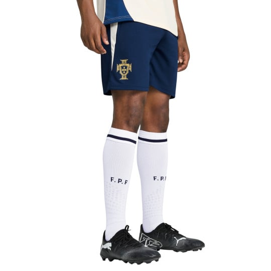 PUMA Portugal Trainingsbroekje 2025-2026 Donkerblauw Gebroken Wit Geel