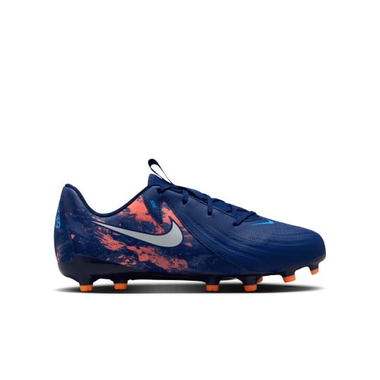 Nike Phantom GX II Haaland Academy Gras / Kunstgras Voetbalschoenen (MG) Kids Donkerblauw Oranje Zilver