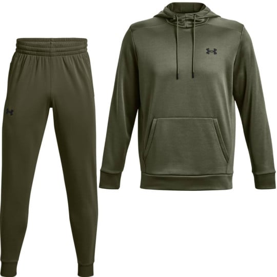 Under Armour Fleece Trainingspak Hooded Olijfgroen Zwart