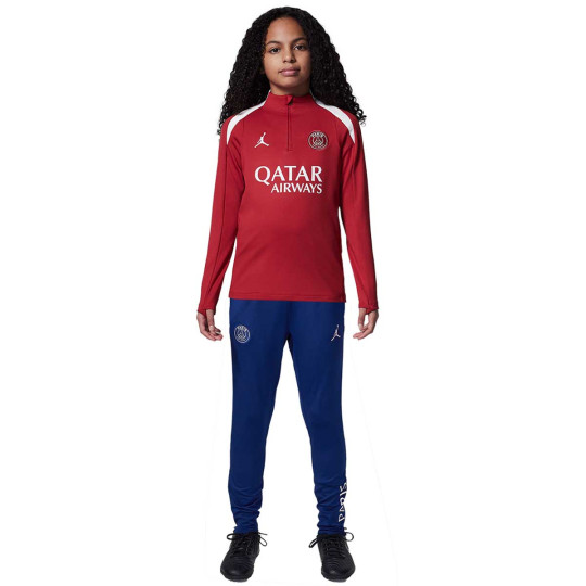 Nike Paris Saint-Germain x Jordan Strike Survêtement 1/4-Zip 2024-2025 Enfants Rouge Bleu Blanc