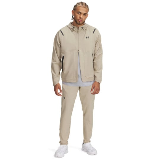 Under Armour Unstoppable Tapered Trainingspak Full-Zip Beige Zwart