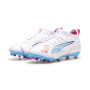 PUMA Ultra 5 Match Gazon Naturel Gazon Artificiel Chaussures de Foot (MG) Enfants Blanc Bleu Rose