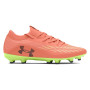 Chaussures de football Under Armour Magnetico Select 4.0 Grass (FG) pour enfants, orange et vert