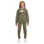 Survêtement Nike Sportswear Big Logo Crew pour enfants, vert olive et blanc