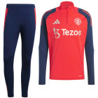 adidas Manchester United Trainingspak 1/4-Zip 2024-2025 Rood Donkerblauw Zilver