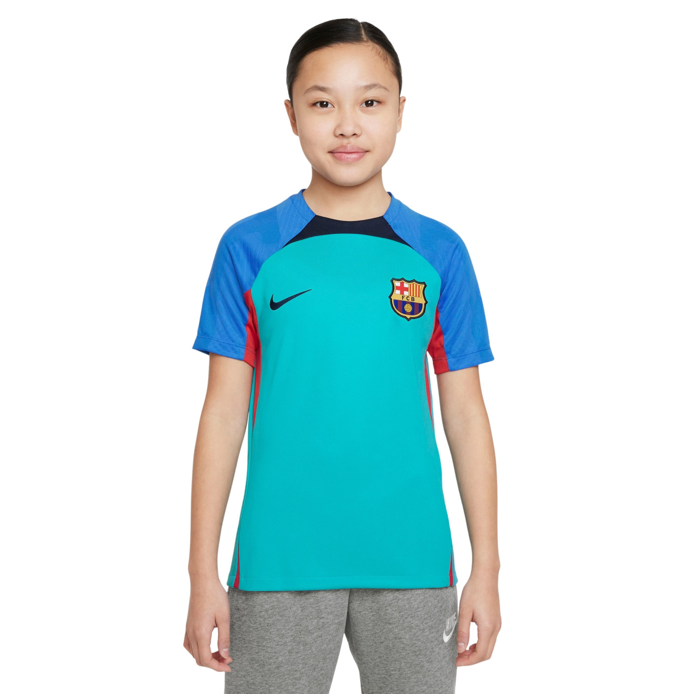 Verschuiving zout huiswerk maken Nike FC Barcelona Strike Trainingsshirt 2022-2023 Kids Turquoise Blauw