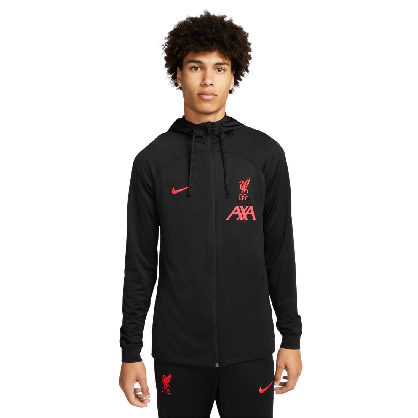 Nike Liverpool Strike Hooded Trainingsjack 2022-2023 Zwart Rood