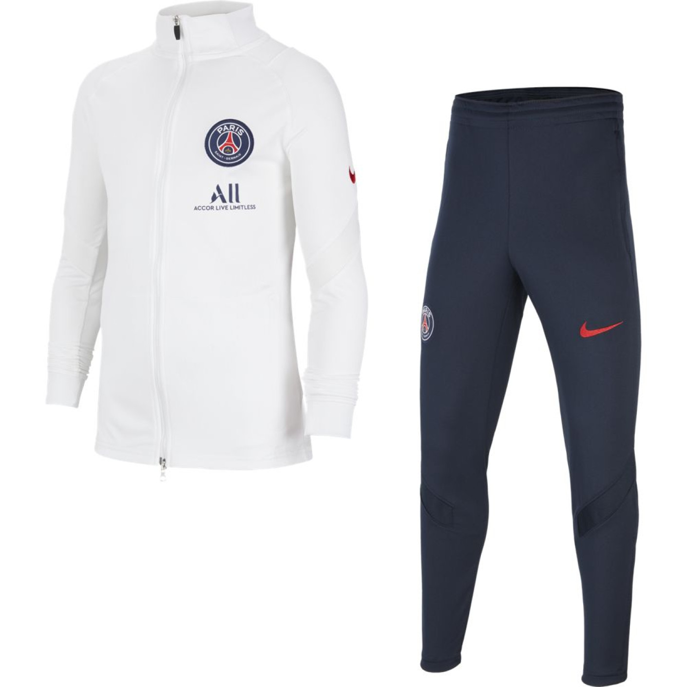 Van toepassing kopen Pa Nike Paris Saint Germain Dry Strike Trainingspak 2020-2021 Kids Wit  Donkerblauw