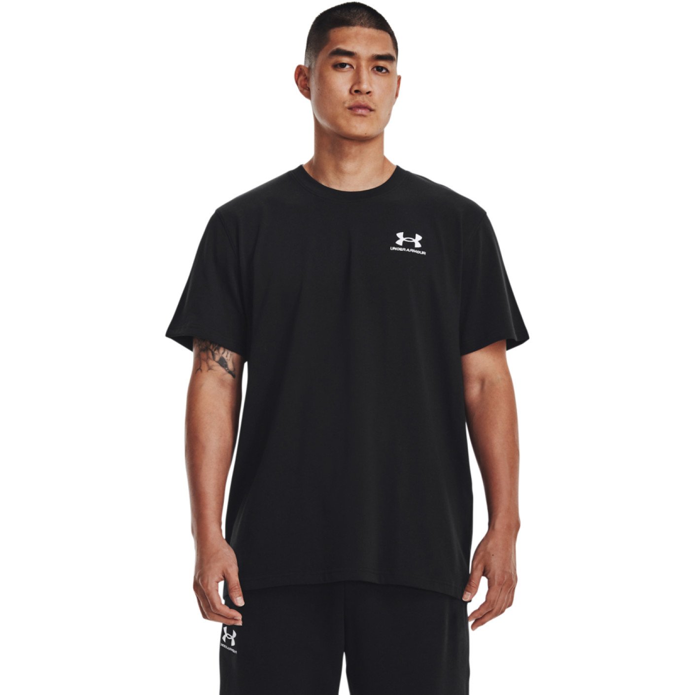 Under Armour Heavyweight T-Shirt Logo Zwart Wit