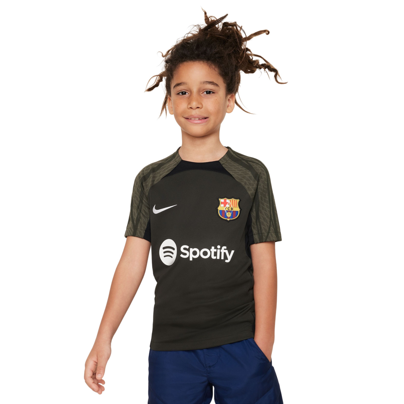 Sport Dagelijks Samenstelling Nike FC Barcelona Strike Trainingsshirt 2023-2024 Kids Donkergroen Zwart Wit