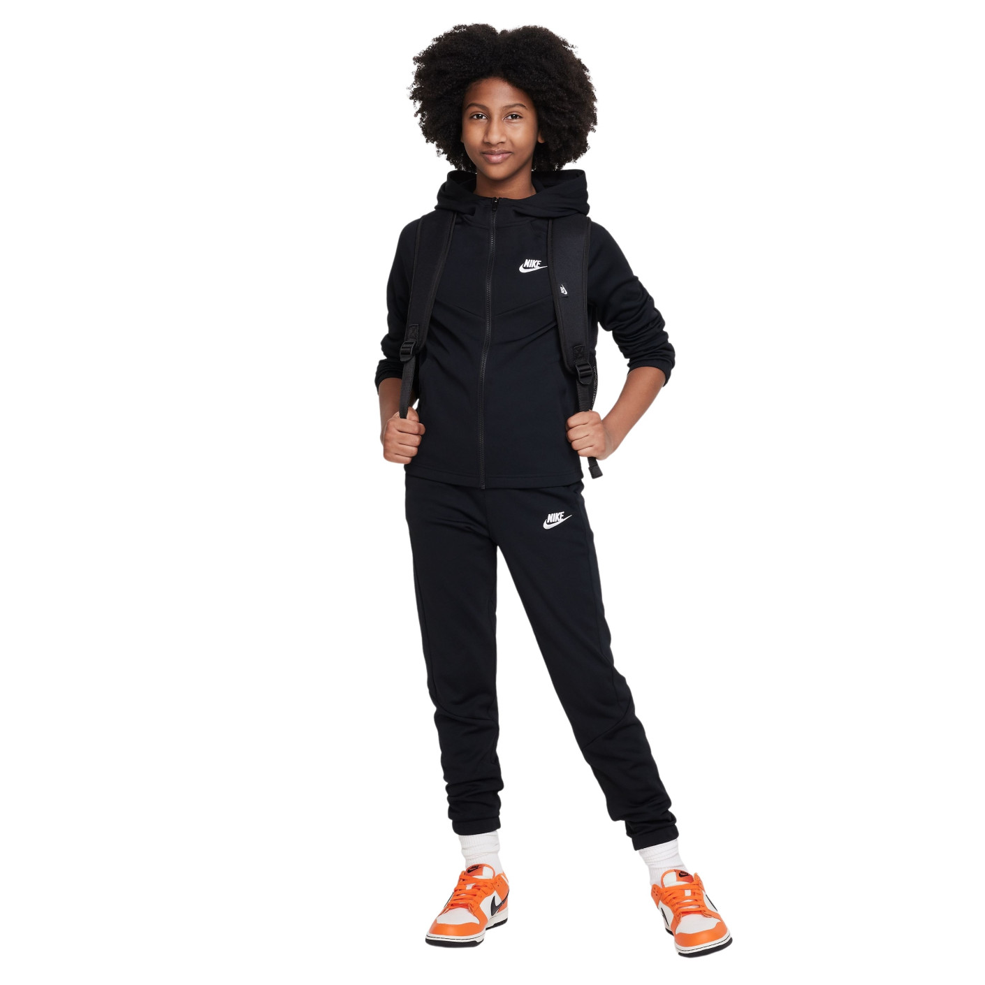 Nike Sportswear Poly Trainingspak Full-Zip Hooded Kids Zwart Wit