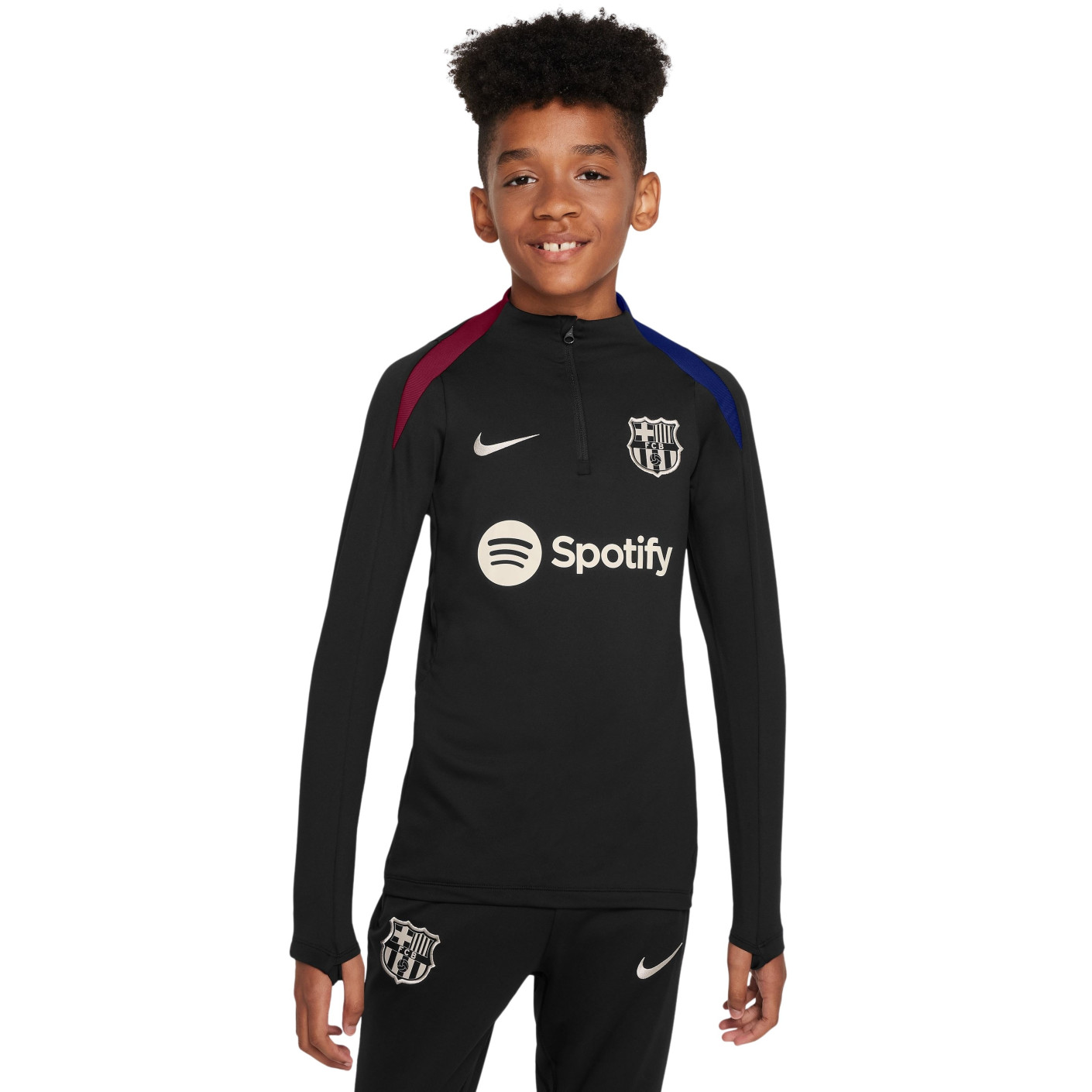 Nike FC Barcelona Strike Trainingstrui 1/4-Zip 2024-2025 Kids Zwart Wit Rood Blauw