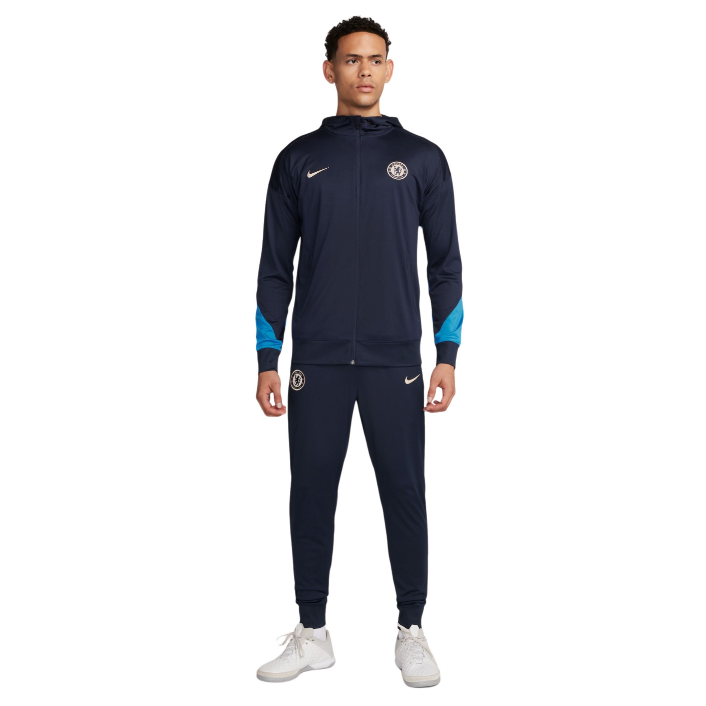 Nike Chelsea Strike Trainingspak Full-Zip Hooded 2024-2025 Donkerblauw Blauw Wit