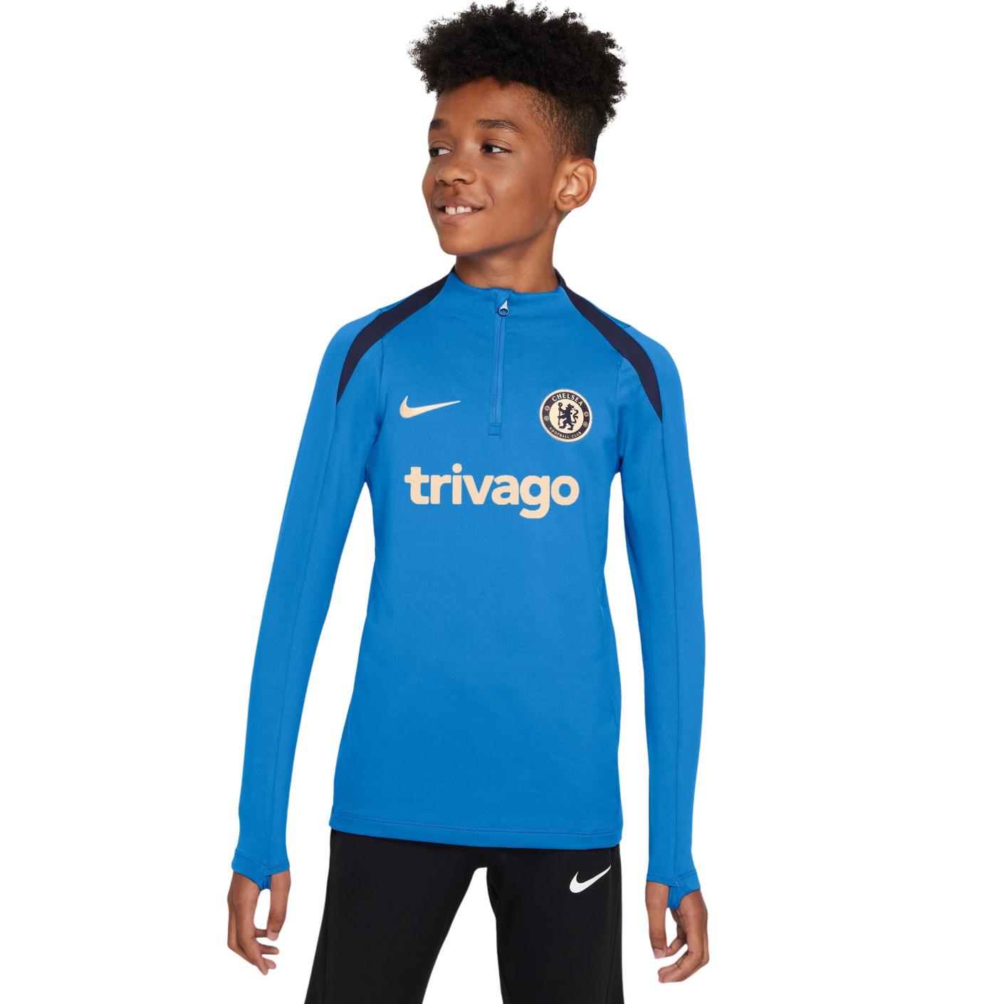 Nike Chelsea Strike Trainingstrui 1/4-Zip 2024-2025 Kids Blauw Donkerblauw