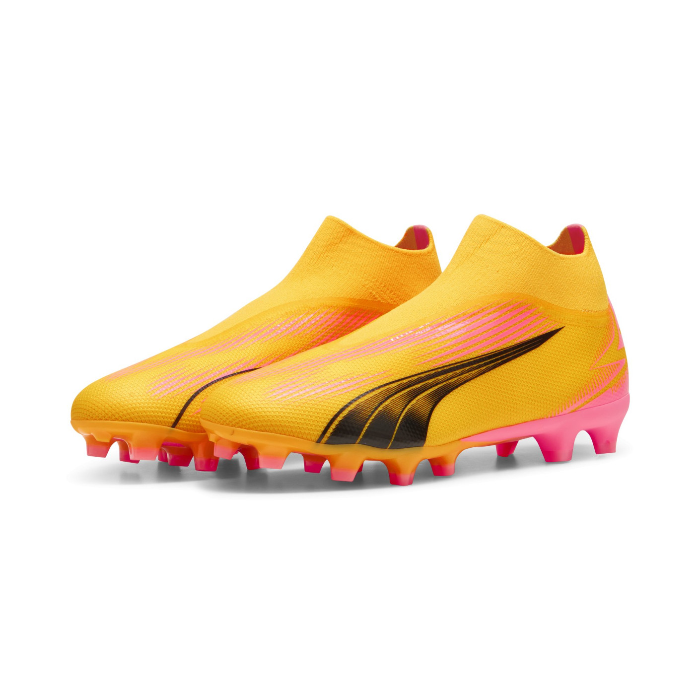 PUMA Ultra Match+ Veterloze Gras / Kunstgras Voetbalschoenen (MG) Oranje Zwart Roze