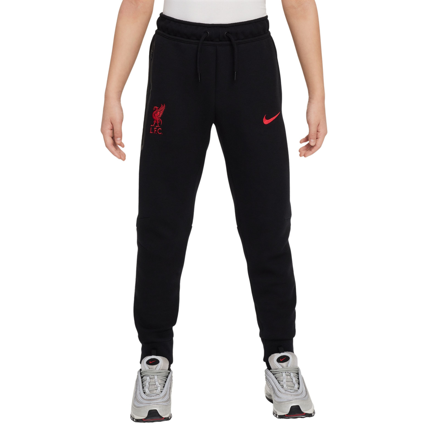 Nike Liverpool Tech Fleece Joggingbroek 2024-2025 Kids Zwart Rood