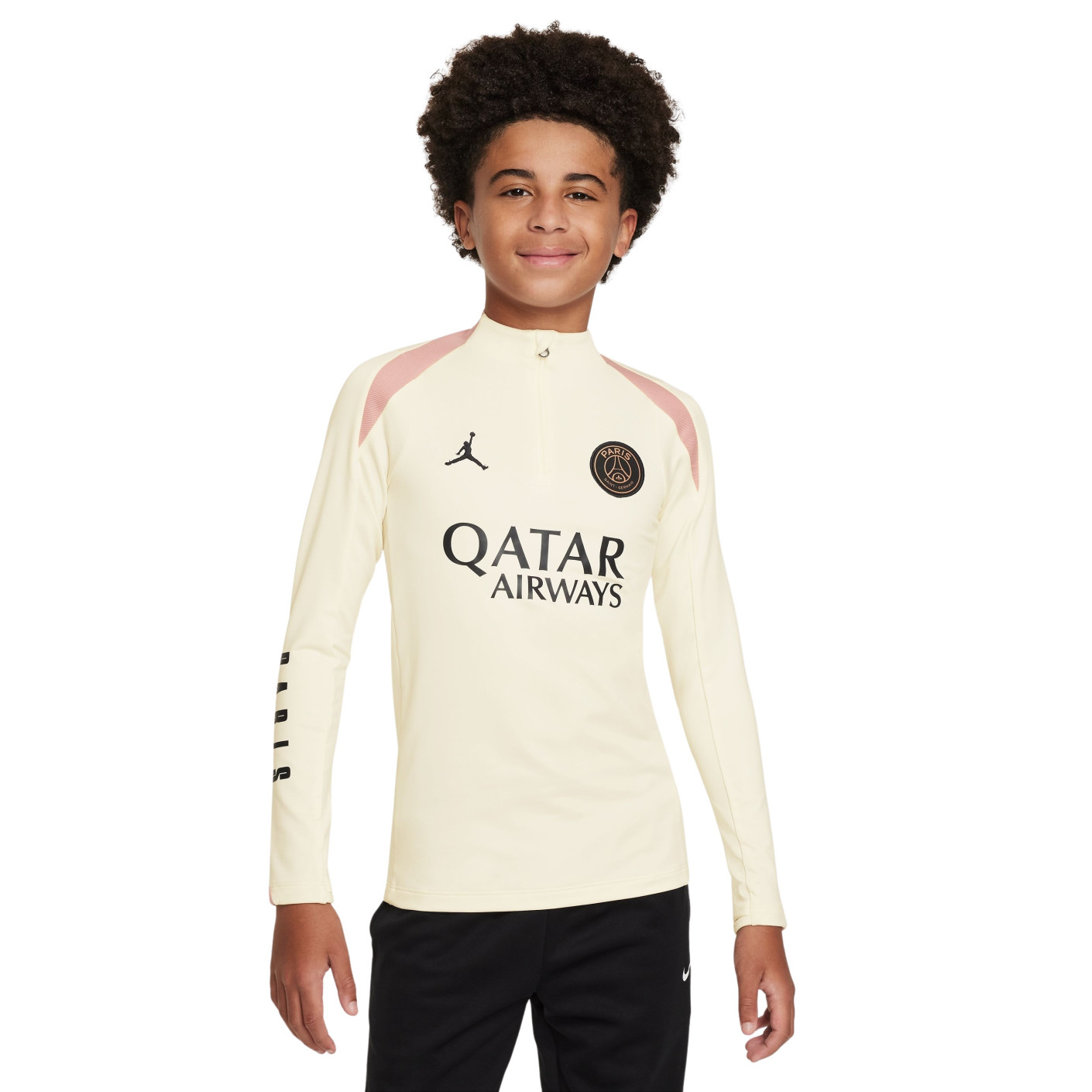 Nike Paris Saint-Germain x Jordan Strike Trainingstrui 1/4-Zip 2024-2025 Kids Gebroken Wit Roze Zwart